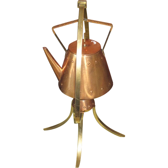 Jungendstil copper & brass WMF kettle stand & burner Jungendstil copper & brass WMF kettle stand & burner