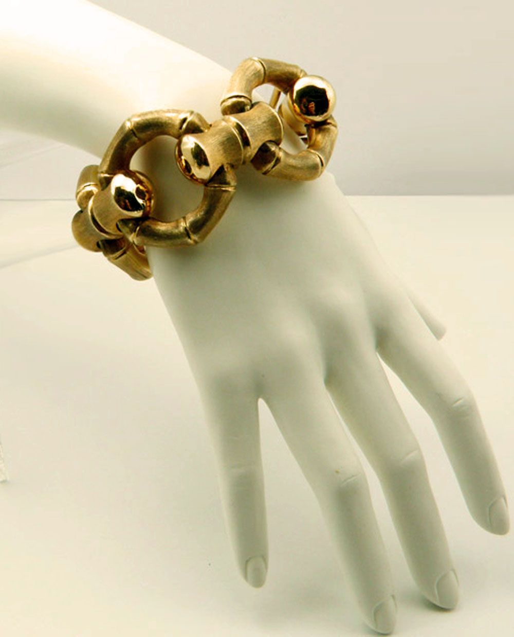 Vintage 18K Yellow Gold Reversible Chunky Bamboo/Fancy Link Bracelet Vintage 18K Yellow Gold Reversible Chunky Bamboo/Fancy Link Bracelet