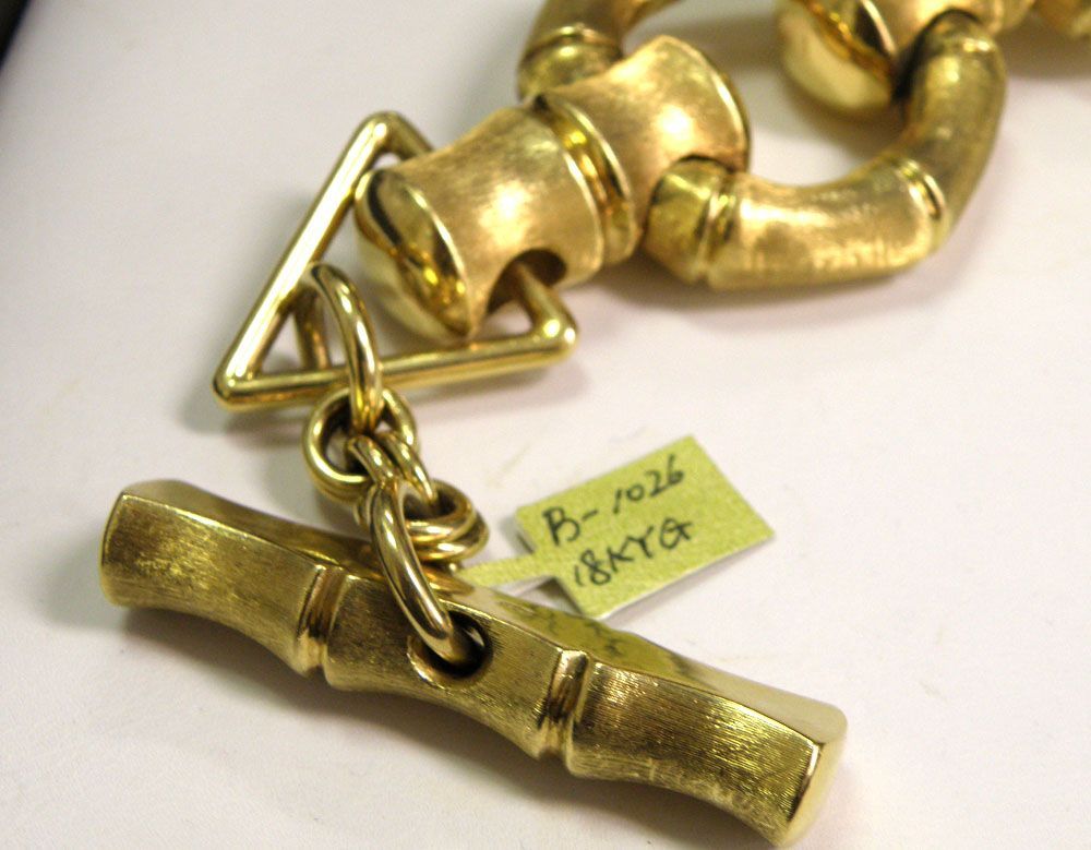 Vintage 18K Yellow Gold Reversible Chunky Bamboo/Fancy Link Bracelet Vintage 18K Yellow Gold Reversible Chunky Bamboo/Fancy Link Bracelet