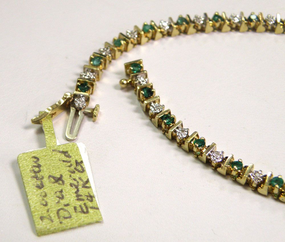 2.00cttw Emerald & Diamond Tennis Bracelet,7"-14K Yellow Gold 2.00cttw Emerald & Diamond Tennis Bracelet,7"-14K Yellow Gold