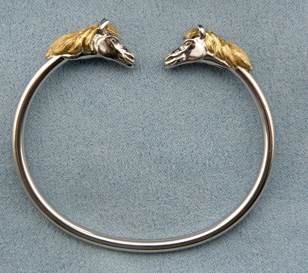 KABANA Equestrian Collection-Horse Head 14K Two Tone Gold Bangle Bracelet KABANA Equestrian Collection-Horse Head 14K Two Tone Gold Bangle Bracelet