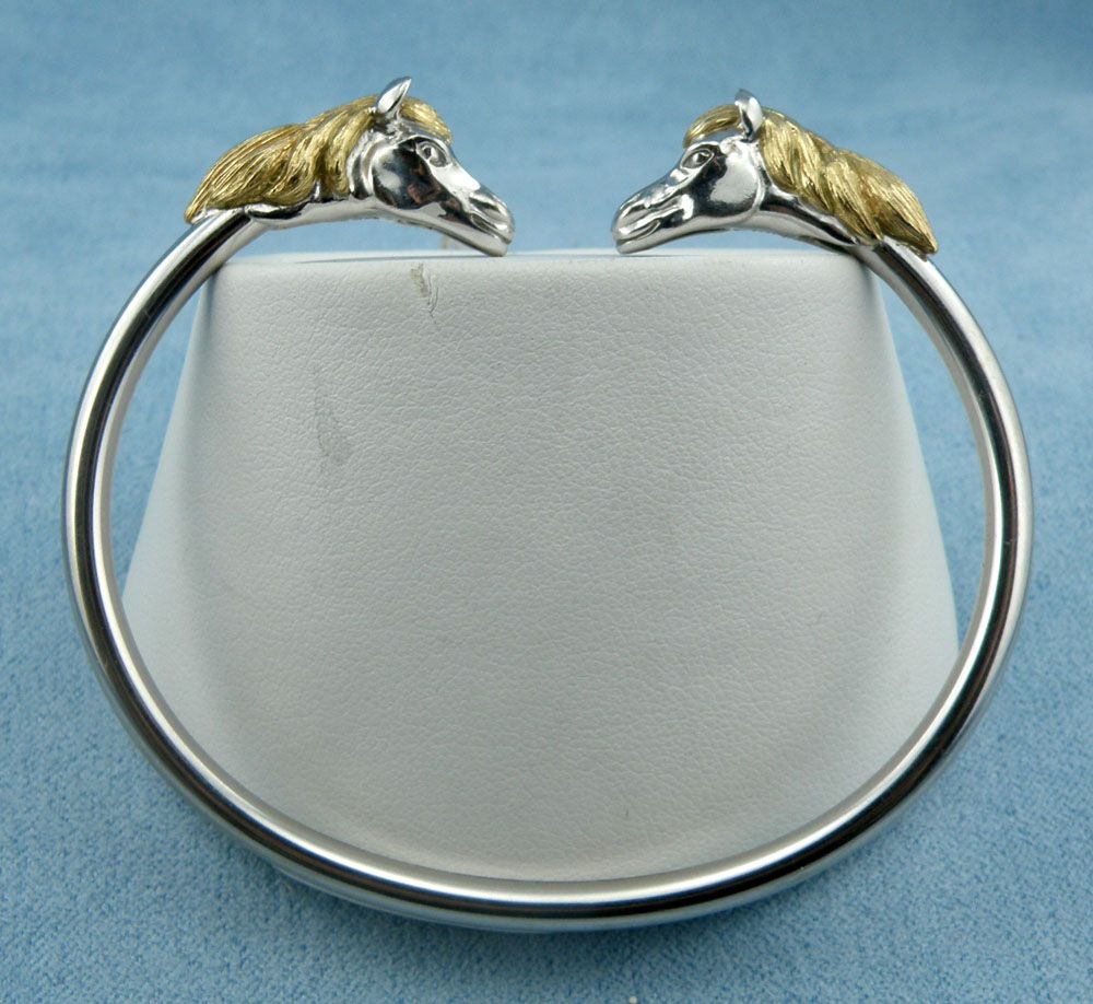 KABANA Equestrian Collection-Horse Head 14K Two Tone Gold Bangle Bracelet KABANA Equestrian Collection-Horse Head 14K Two Tone Gold Bangle Bracelet