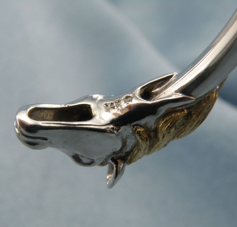 KABANA Equestrian Collection-Horse Head 14K Two Tone Gold Bangle Bracelet KABANA Equestrian Collection-Horse Head 14K Two Tone Gold Bangle Bracelet