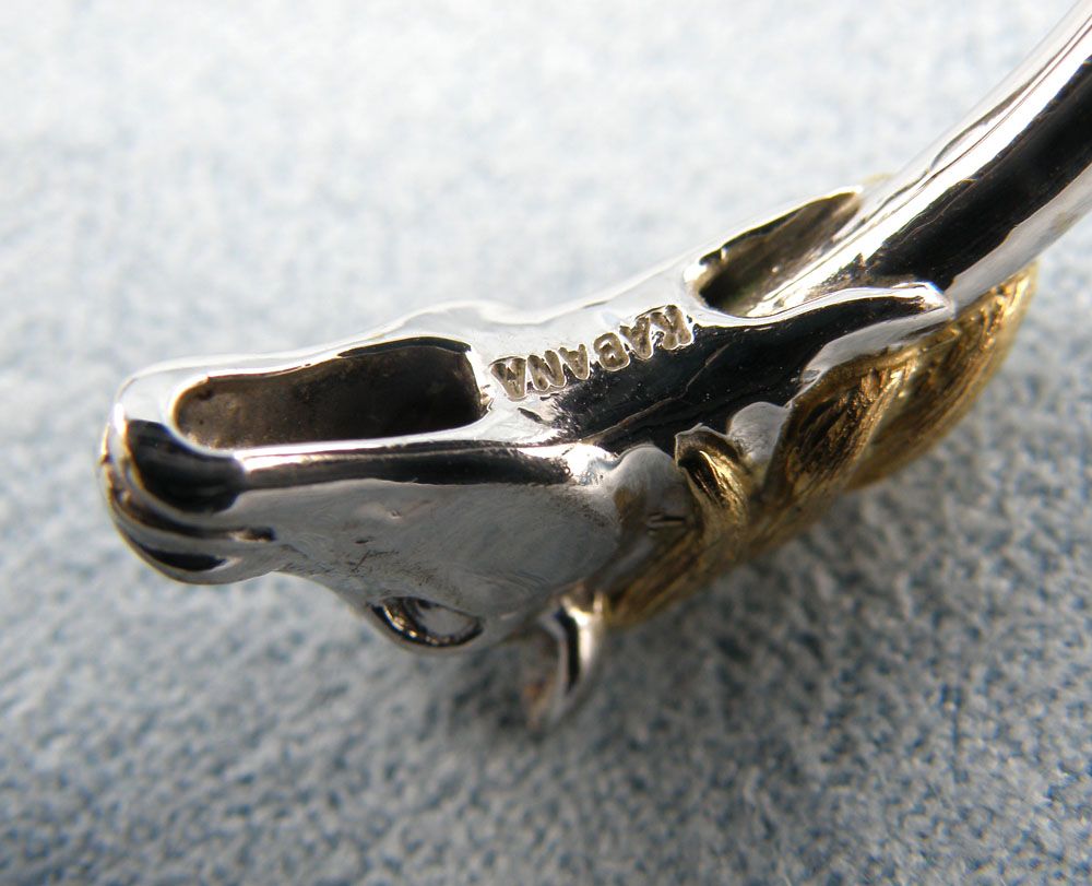 KABANA Equestrian Collection-Horse Head 14K Two Tone Gold Bangle Bracelet KABANA Equestrian Collection-Horse Head 14K Two Tone Gold Bangle Bracelet