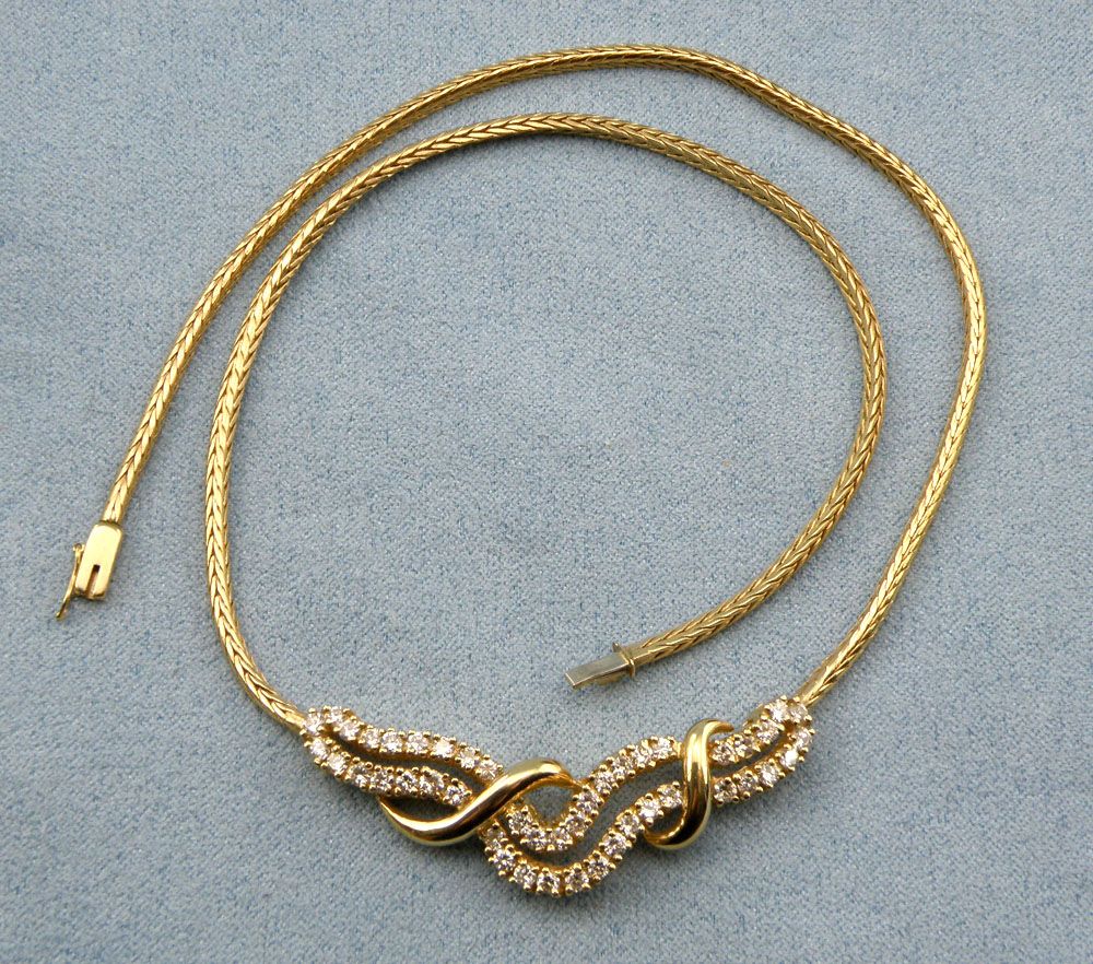 Gorgeous 3.00 cttw Diamonds(SI1,SI2/G) Stylized Gold Collar Necklace Set 14K Yellow Gold Gorgeous 3.00 cttw Diamonds(SI1,SI2/G) Stylized Gold Collar Necklace Set 14K Yellow Gold