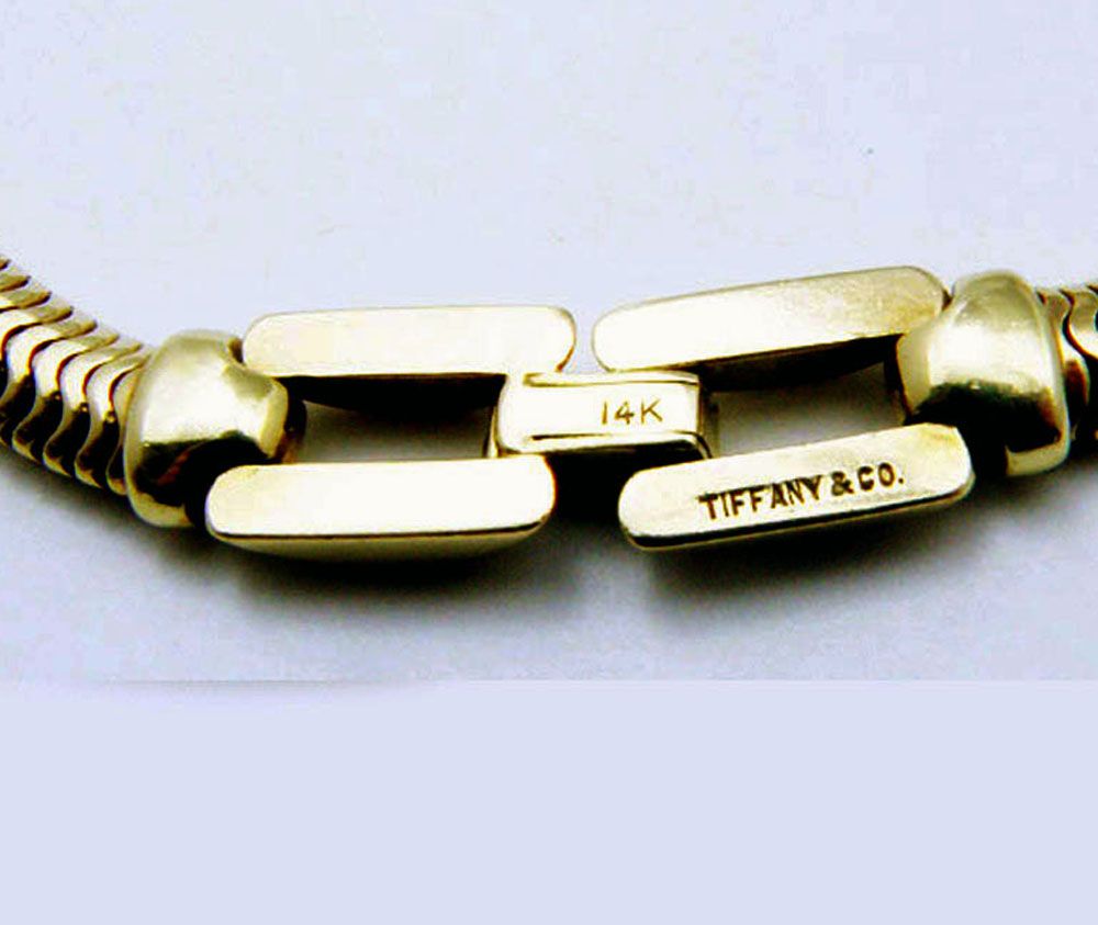Authentic Tiffany & Co. Gold Flat Snake Chain 14K Yellow Gold Necklace Authentic Tiffany & Co. Gold Flat Snake Chain 14K Yellow Gold Necklace