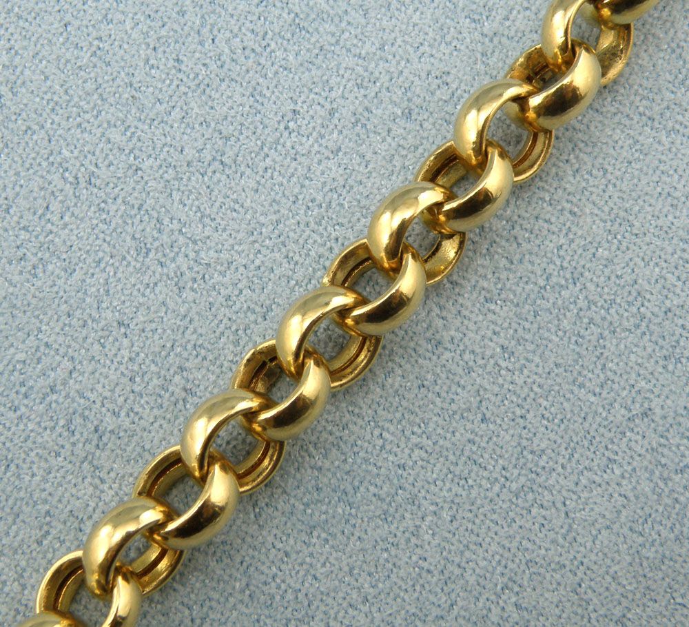 Gorgeous 14K Yellow Gold w/Emerald Rolo Linked Chain Necklace Length 17 inches Gorgeous 14K Yellow Gold w/Emerald Rolo Linked Chain Necklace Length 17 inches