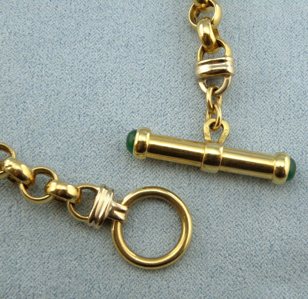 Gorgeous 14K Yellow Gold w/Emerald Rolo Linked Chain Necklace Length 17 inches Gorgeous 14K Yellow Gold w/Emerald Rolo Linked Chain Necklace Length 17 inches