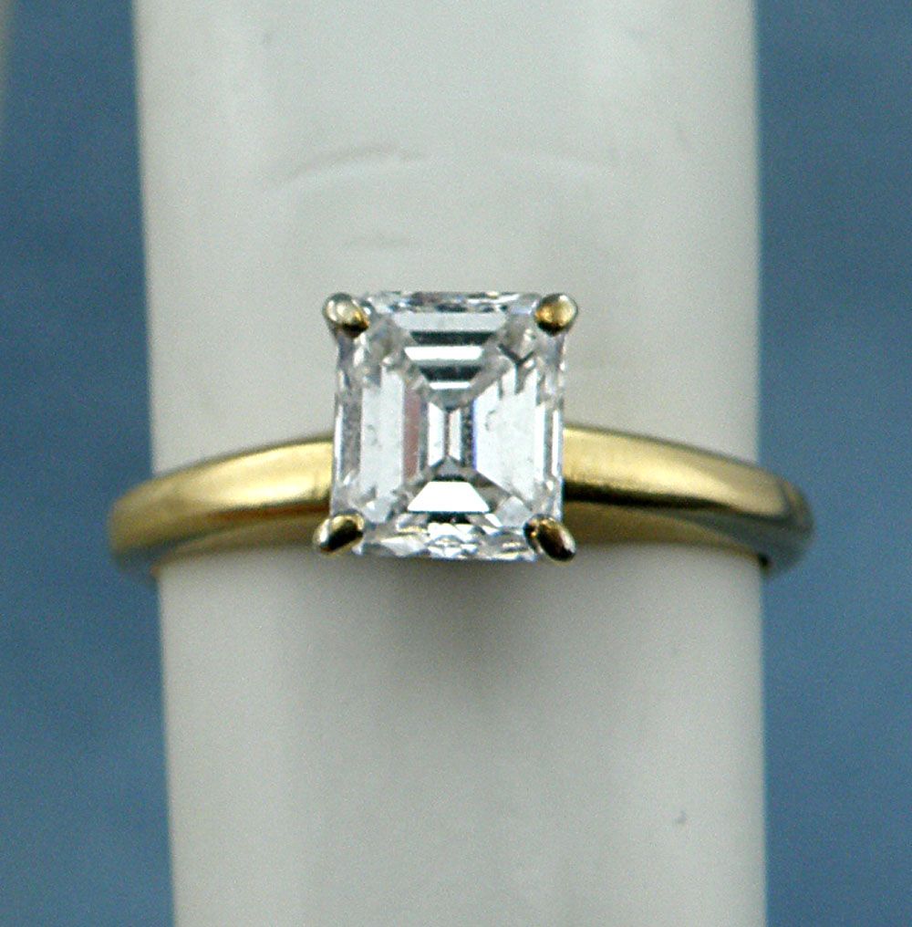 0.86ct Emerald Cut Diamond SI/GH Engagement Ring,Sz3.75-14K Yellow Gold 0.86ct Emerald Cut Diamond SI/GH Engagement Ring,Sz3.75-14K Yellow Gold