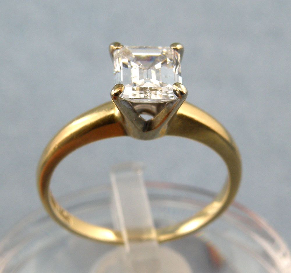 0.86ct Emerald Cut Diamond SI/GH Engagement Ring,Sz3.75-14K Yellow Gold 0.86ct Emerald Cut Diamond SI/GH Engagement Ring,Sz3.75-14K Yellow Gold