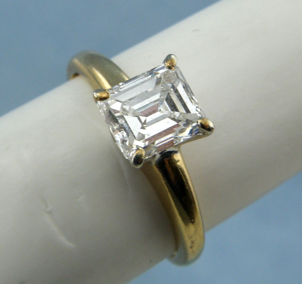 0.86ct Emerald Cut Diamond SI/GH Engagement Ring,Sz3.75-14K Yellow Gold 0.86ct Emerald Cut Diamond SI/GH Engagement Ring,Sz3.75-14K Yellow Gold