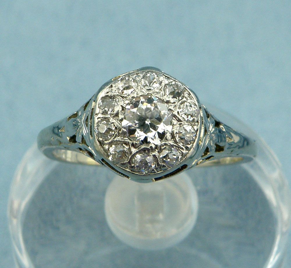 Old Mine Cut Diamond 1.00cttw Ring,Size 7.75-18Kt White Gold Old Mine Cut Diamond 1.00cttw Ring,Size 7.75-18Kt White Gold