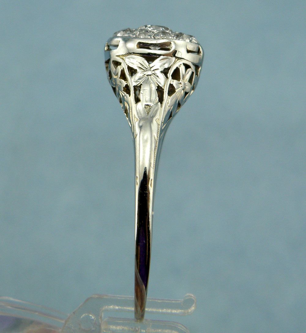Old Mine Cut Diamond 1.00cttw Ring,Size 7.75-18Kt White Gold Old Mine Cut Diamond 1.00cttw Ring,Size 7.75-18Kt White Gold