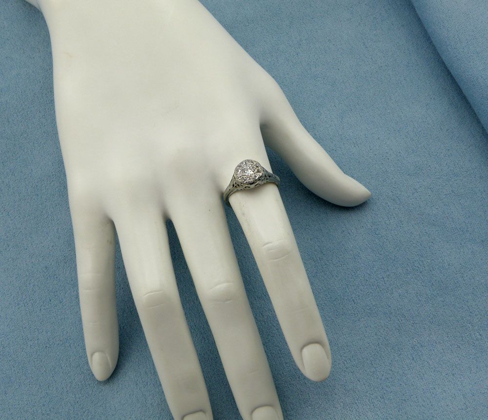 Old Mine Cut Diamond 1.00cttw Ring,Size 7.75-18Kt White Gold Old Mine Cut Diamond 1.00cttw Ring,Size 7.75-18Kt White Gold