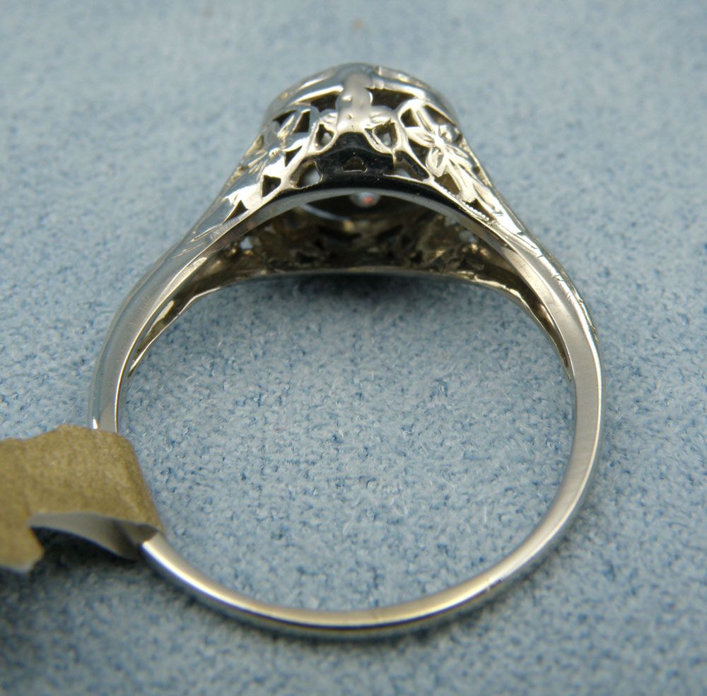 Old Mine Cut Diamond 1.00cttw Ring,Size 7.75-18Kt White Gold Old Mine Cut Diamond 1.00cttw Ring,Size 7.75-18Kt White Gold