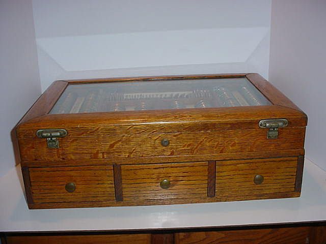 Antique Optometrist 2 Section Optical Oak Display Case Antique Optometrist 2 Section Optical Oak Display Case
