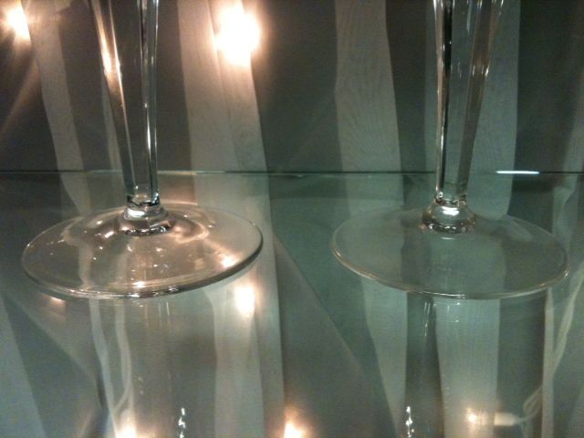 Pair of Ajka Amethyst Cut Crystal Wine Glasses, Waterford Pair of Ajka Amethyst Cut Crystal Wine Glasses, Waterford