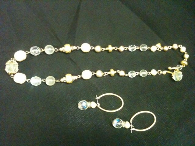 Liz Claiborne Simulated Pearl & Glass Bead Necklace and Earrings-set Liz Claiborne Simulated Pearl & Glass Bead Necklace and Earrings-set