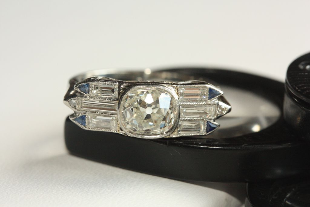 Estate Art Deco Diamond Platinum Ring, 1.85 TCW, 1920s, Size 5 ¾ Estate Art Deco Diamond Platinum Ring, 1.85 TCW, 1920s, Size 5 ¾