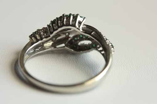 Vintage Serpentine Emerald and 14K White Gold Ring, Size 7.5 Vintage Serpentine Emerald and 14K White Gold Ring, Size 7.5