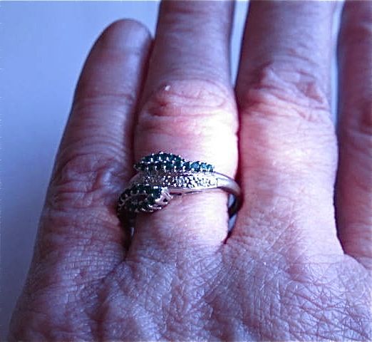 Vintage Serpentine Emerald and 14K White Gold Ring, Size 7.5 Vintage Serpentine Emerald and 14K White Gold Ring, Size 7.5