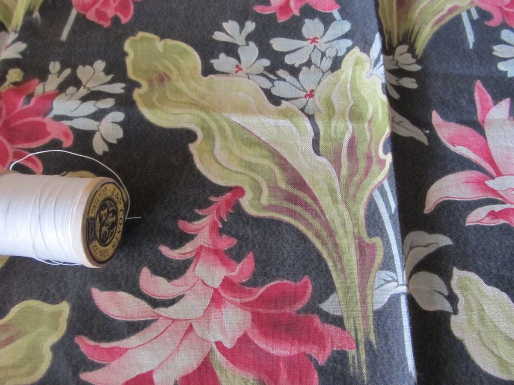 Antique 19th Century Floral Cotton Fabric 31 x 21 Antique 19th Century Floral Cotton Fabric 31 x 21