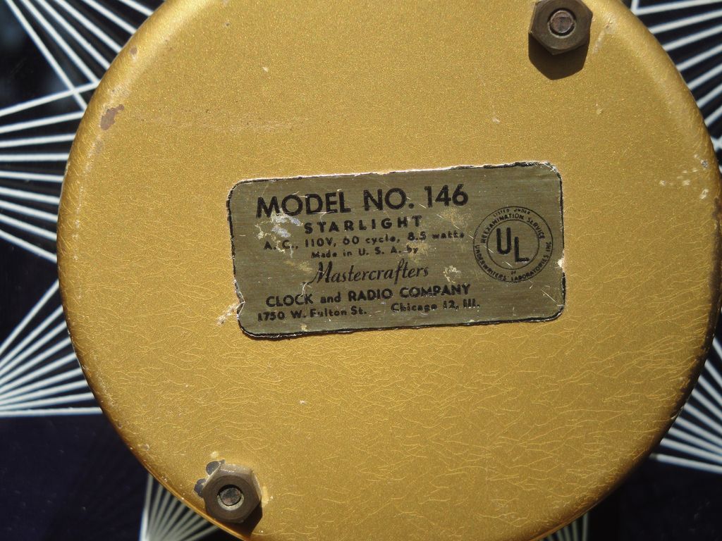 Mastercrafters Electric Starlight Clock Model Number 146 Mastercrafters Electric Starlight Clock Model Number 146