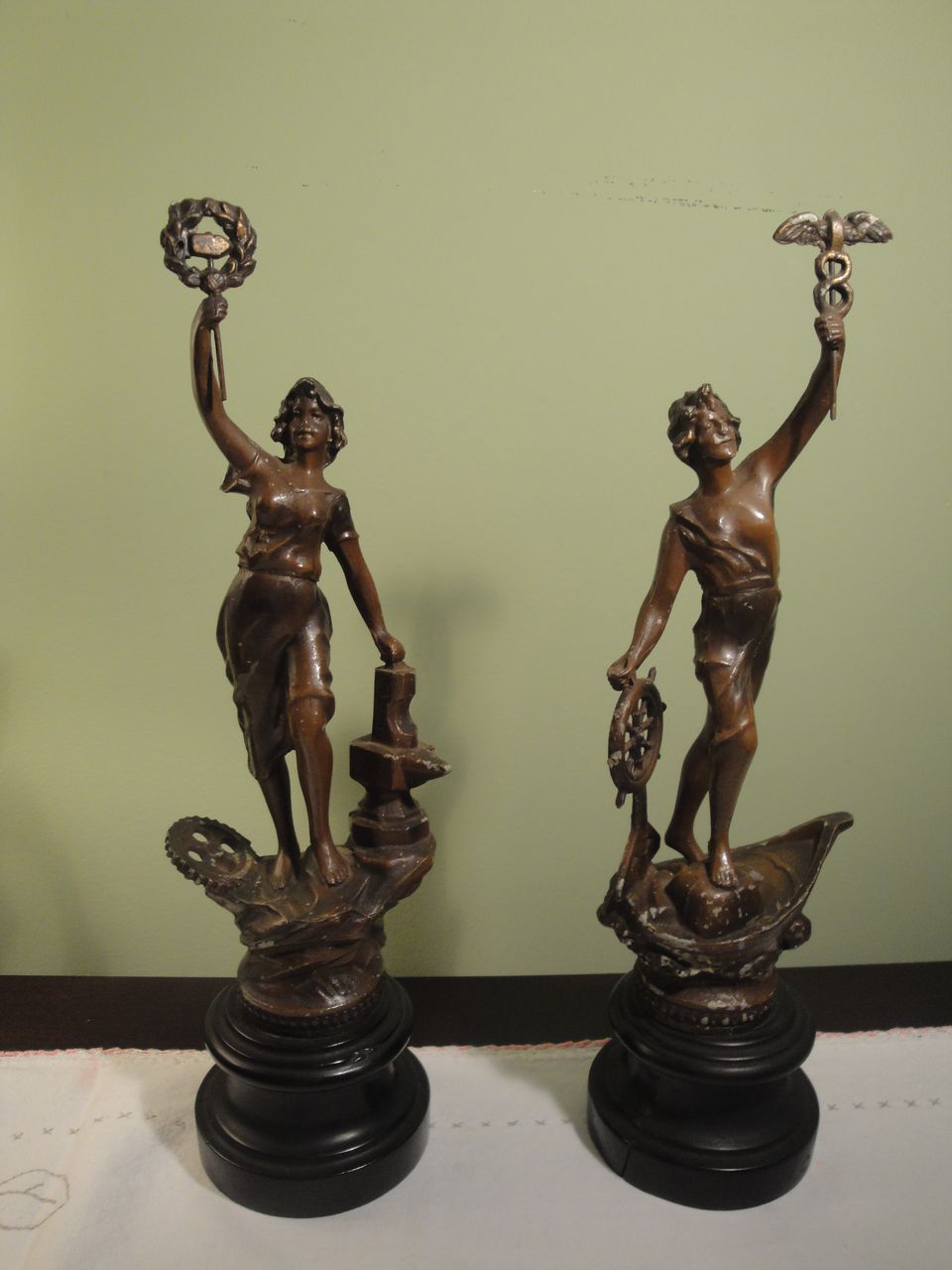 Victorian Pair Spelter Figurines Victorian Pair Spelter Figurines