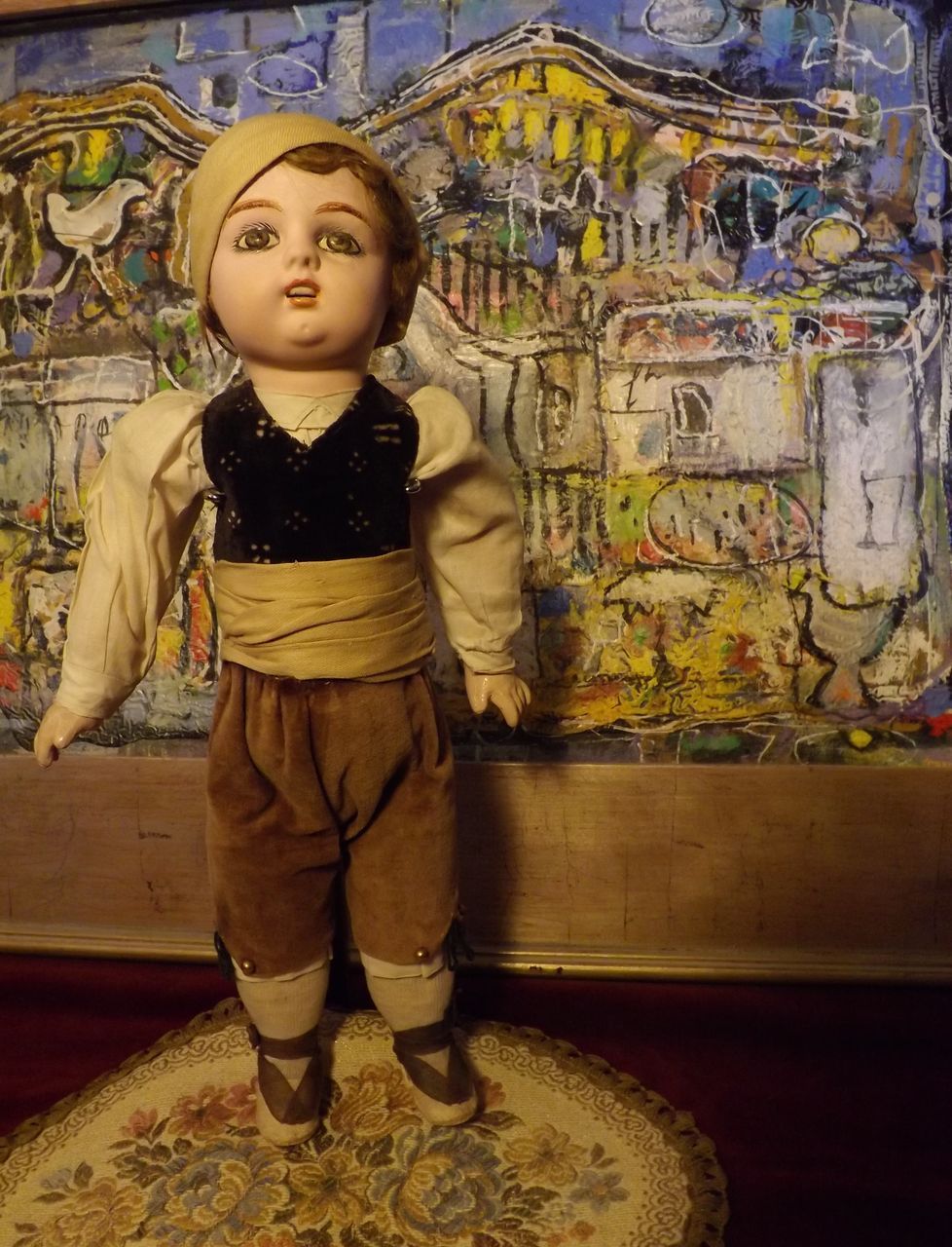 French Character, all original compo doll with Belton compo socket head. French Character, all original compo doll with Belton compo socket head.