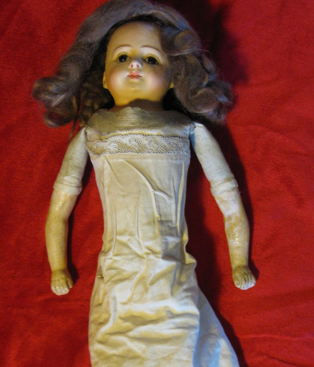 Magnificent 14' glass eyed Paper Mache fashion Bebe with belton style shoulder head. Magnificent 14' glass eyed Paper Mache fashion Bebe with belton style shoulder head.
