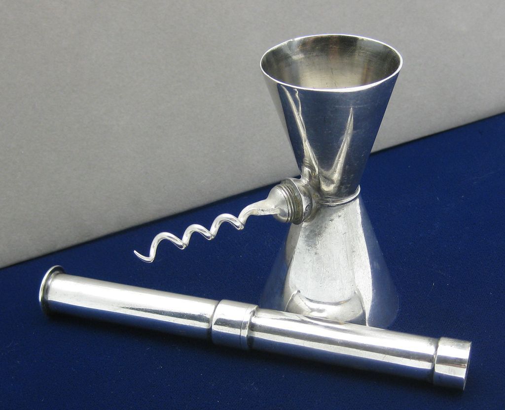 Double Jigger Cork Screw Three - in - One Vintage Bar Item Double Jigger Cork Screw Three - in - One Vintage Bar Item