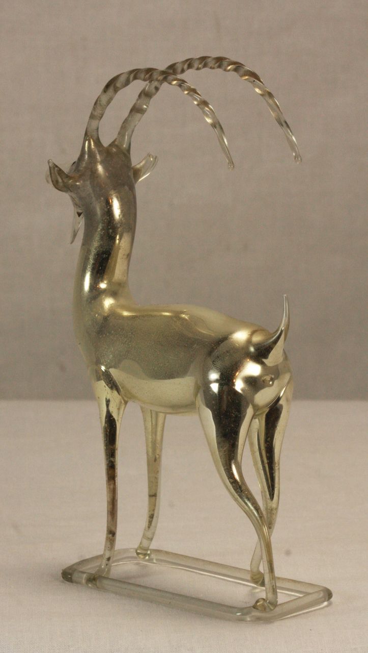 Antique German Mercury Glass Goat Figurine c1910 Antique German Mercury Glass Goat Figurine c1910