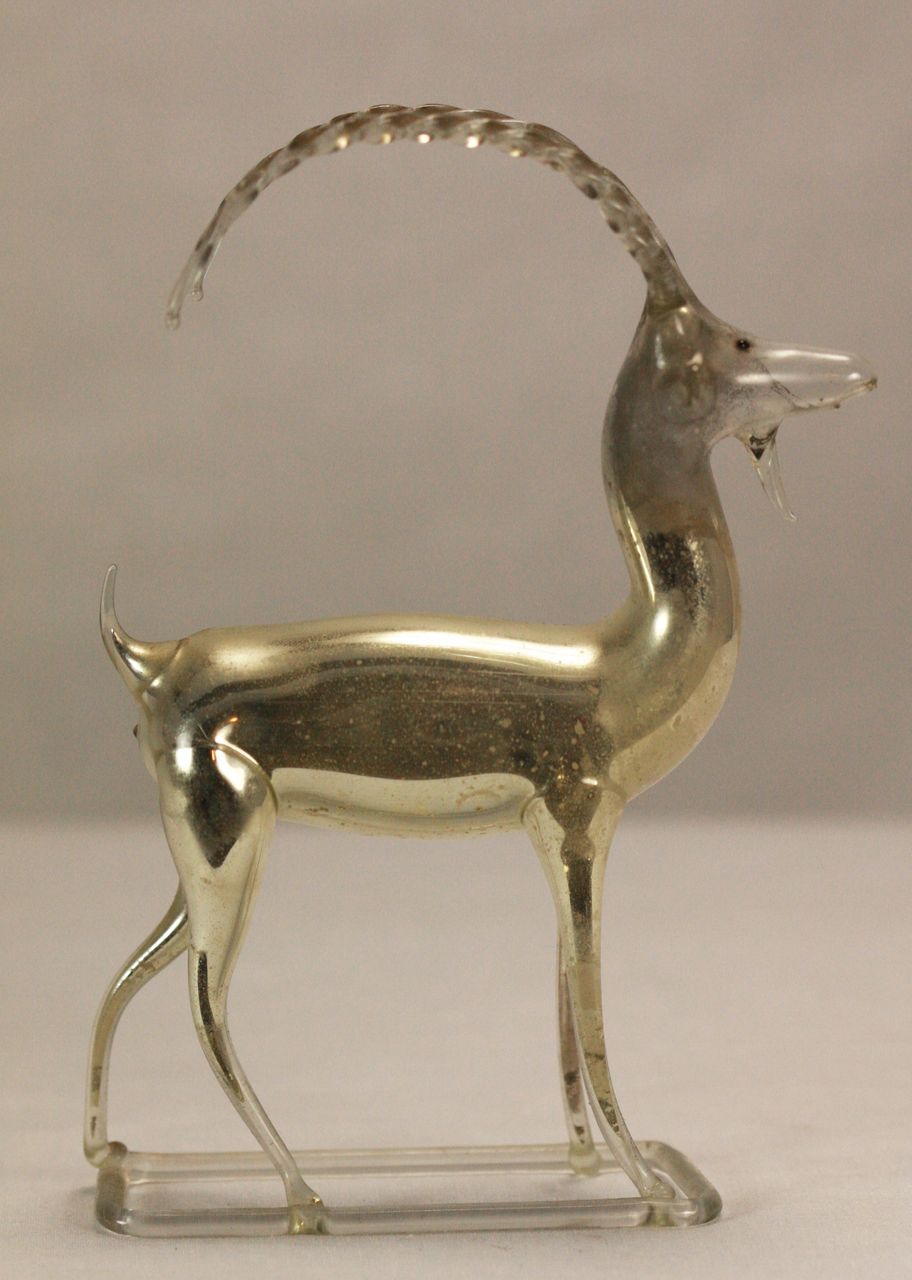 Antique German Mercury Glass Goat Figurine c1910 Antique German Mercury Glass Goat Figurine c1910