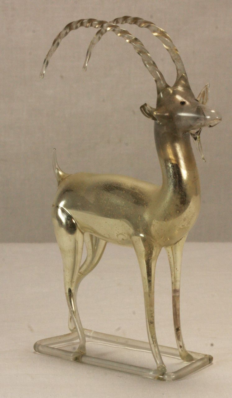 Antique German Mercury Glass Goat Figurine c1910 Antique German Mercury Glass Goat Figurine c1910