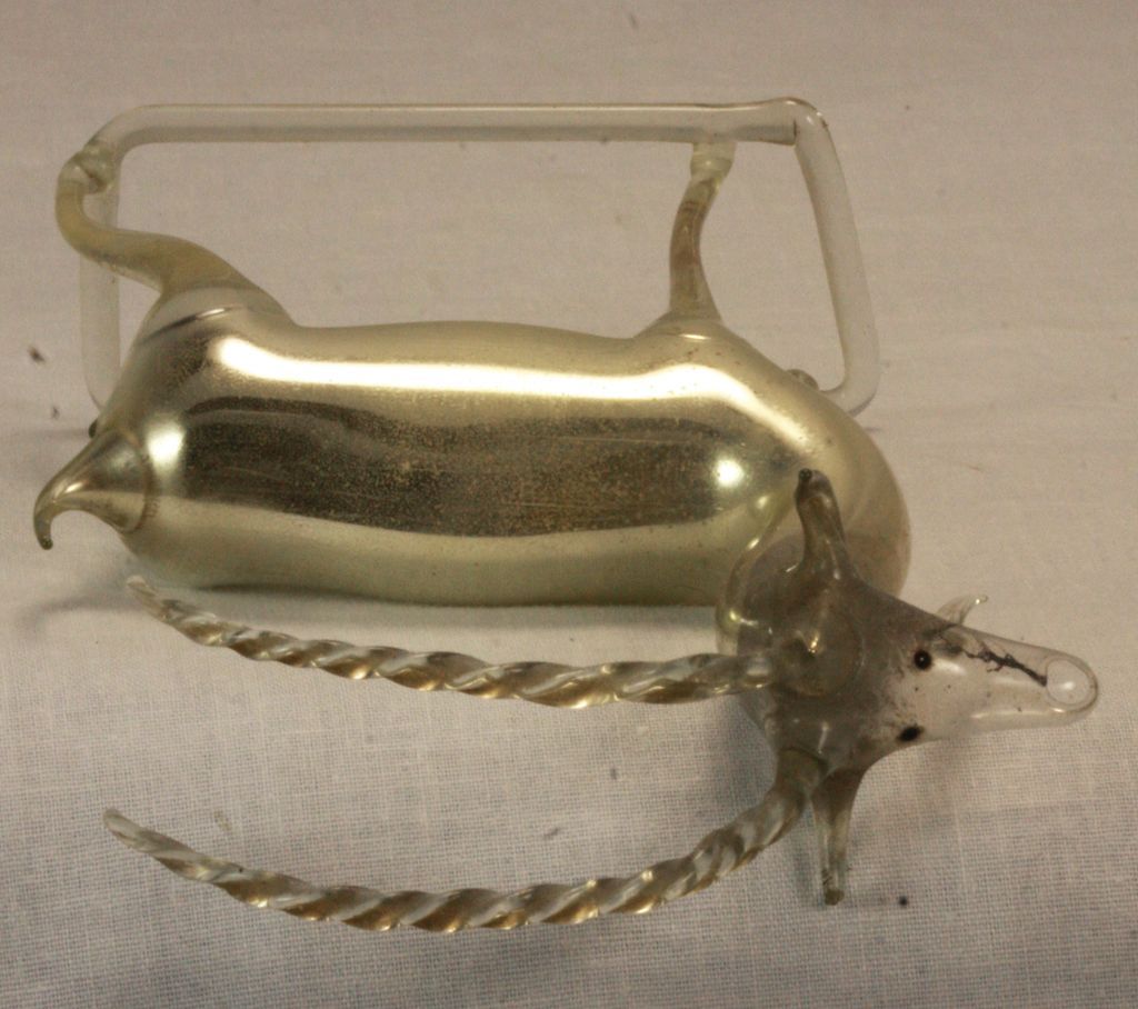 Antique German Mercury Glass Goat Figurine c1910 Antique German Mercury Glass Goat Figurine c1910