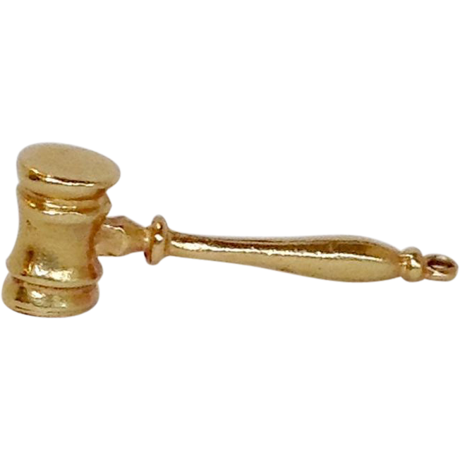 Judges Gavel Charm 14k Gold from antiquesofriveroaks on Ruby Lane