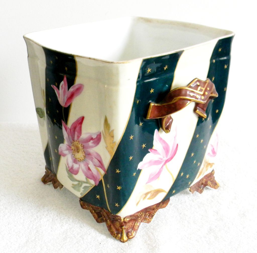 Sazerat Limoges RARE jardiniere with floral designs - circa 1890s Sazerat Limoges RARE jardiniere with floral designs - circa 1890s