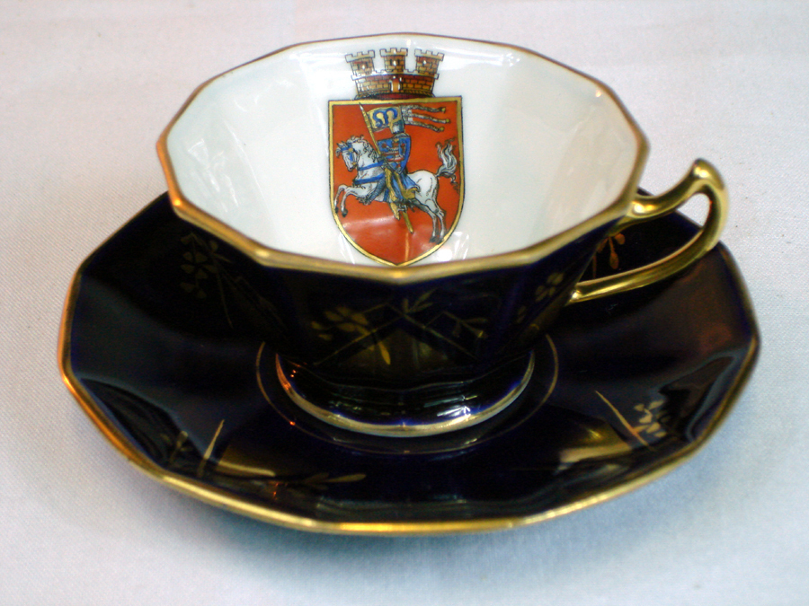 1934-1949 Henneberg German Porcelain Cobalt Blue Cup and Saucer 1934-1949 Henneberg German Porcelain Cobalt Blue Cup and Saucer
