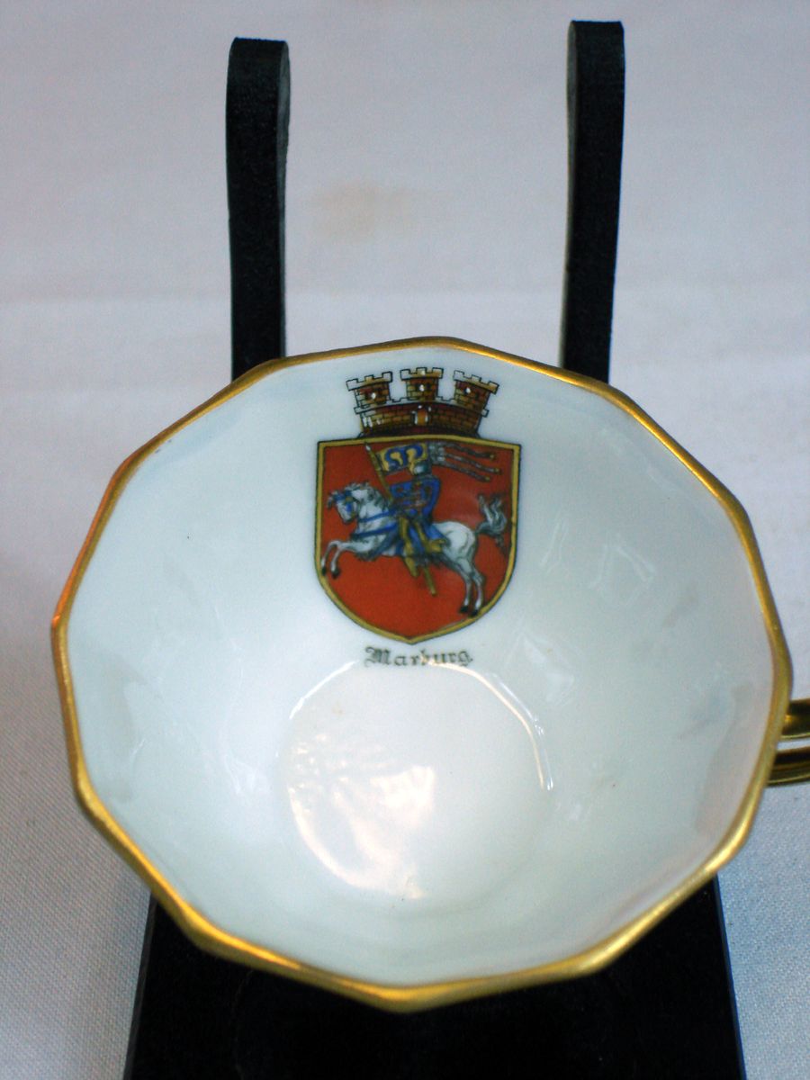1934-1949 Henneberg German Porcelain Cobalt Blue Cup and Saucer 1934-1949 Henneberg German Porcelain Cobalt Blue Cup and Saucer