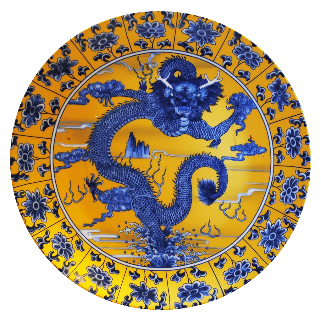Chinese Porcelain Gilded Imperial Dragon Plate from everythingexquisite
