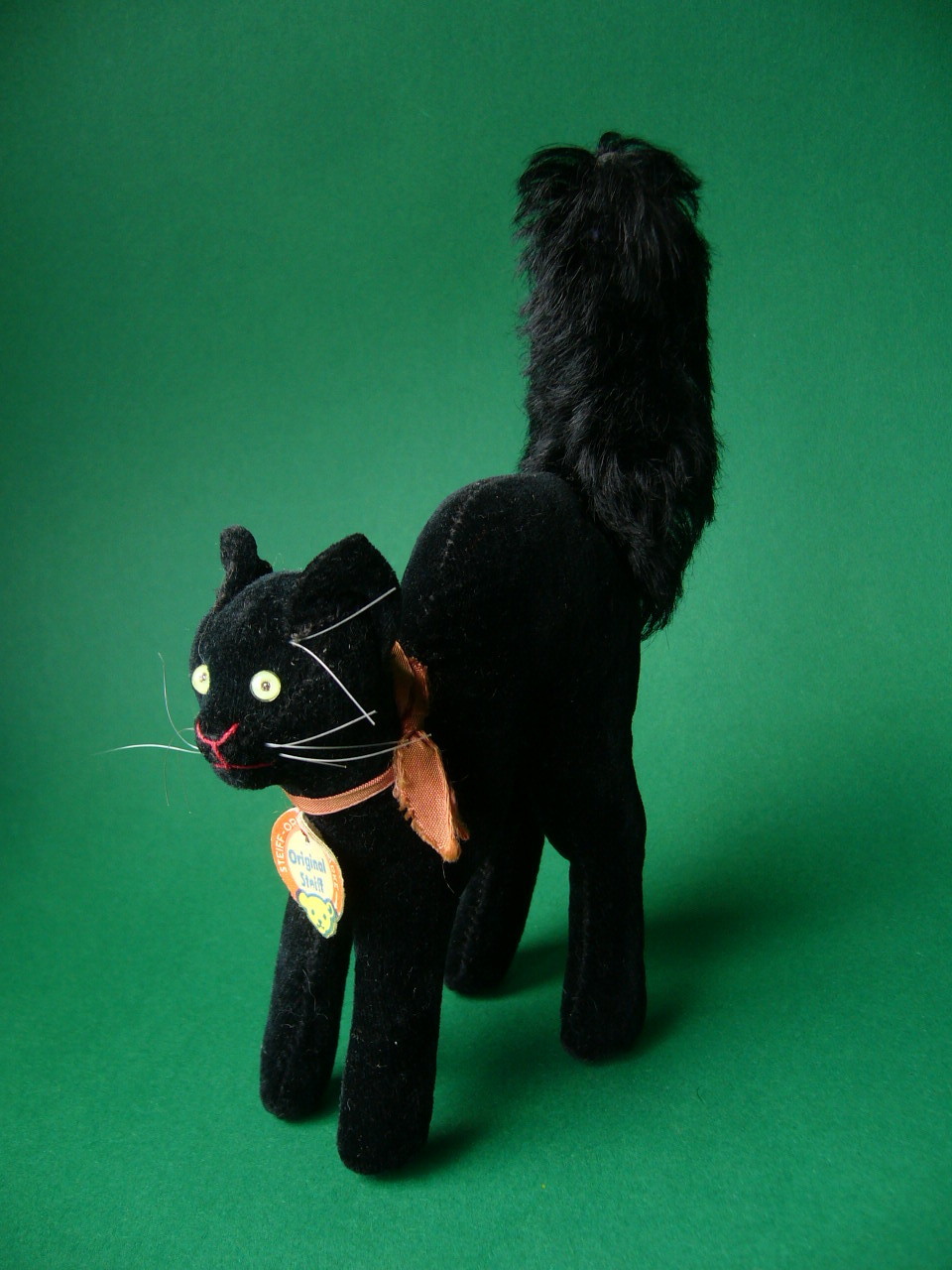 Rare Steiff Black Tom Cat 1950s w ID ex con Rare Steiff Black Tom Cat 1950s w ID ex con