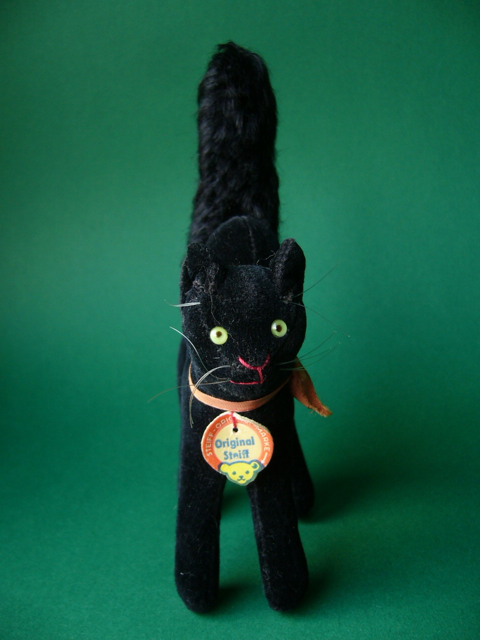 Rare Steiff Black Tom Cat 1950s w ID ex con Rare Steiff Black Tom Cat 1950s w ID ex con