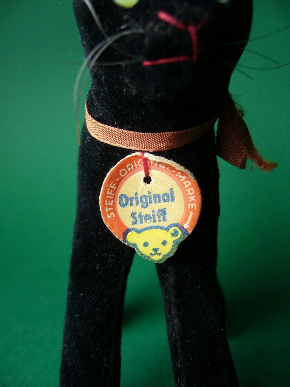 Rare Steiff Black Tom Cat 1950s w ID ex con Rare Steiff Black Tom Cat 1950s w ID ex con