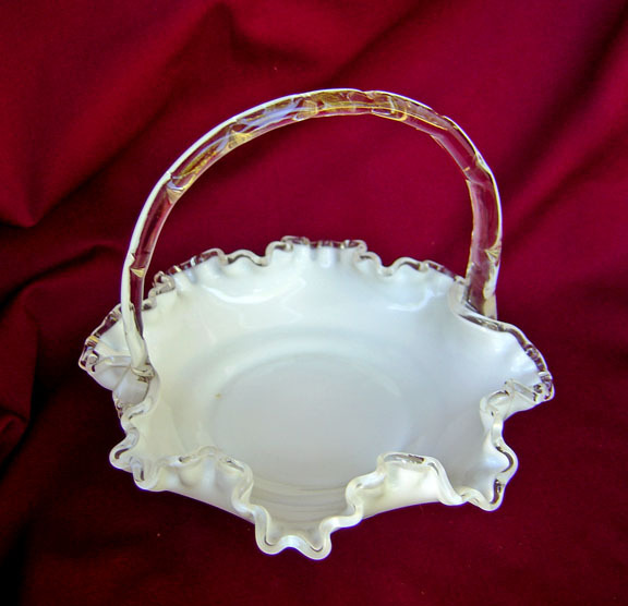 Fenton Silver Crest 8" Basket Vintage from on Ruby Lane