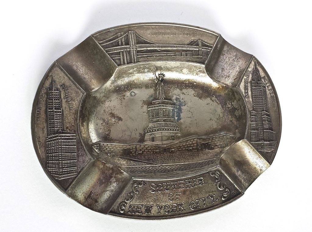 Occupied Japan New York Metal Ashtray Occupied Japan New York Metal Ashtray