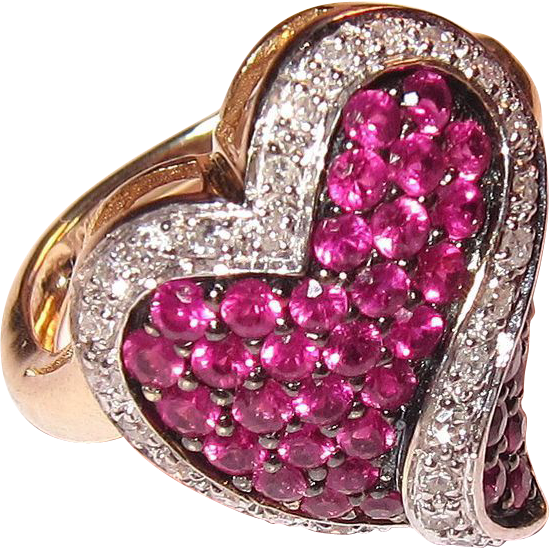 Vintage 10K Genuine Ruby & Diamond Heart Ring (Sz 5.5) Be My Valentine Vintage 10K Genuine Ruby & Diamond Heart Ring (Sz 5.5) Be My Valentine