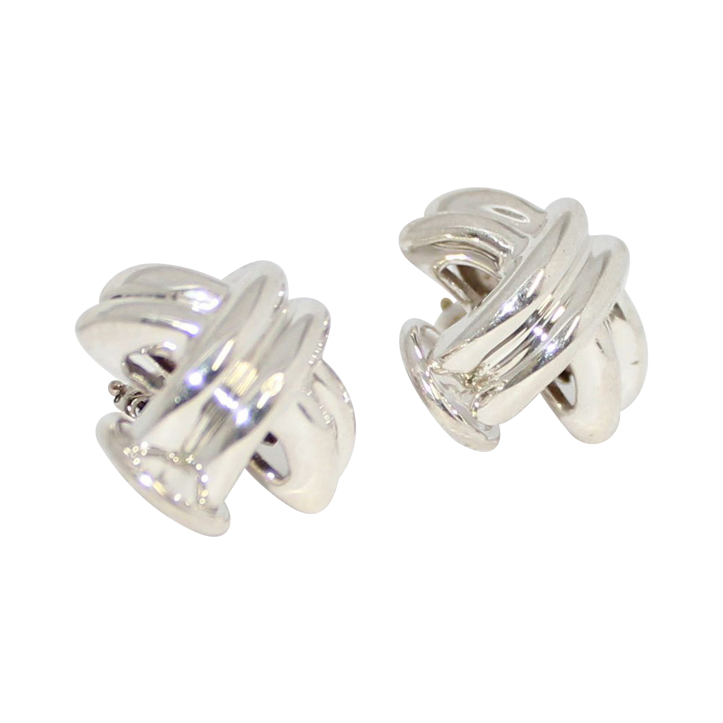 ... Tiffany  Co Signature X Omega Back Clip Sterling Silver Earrings ... Tiffany  Co Signature X Omega Back Clip Sterling Silver Earrings