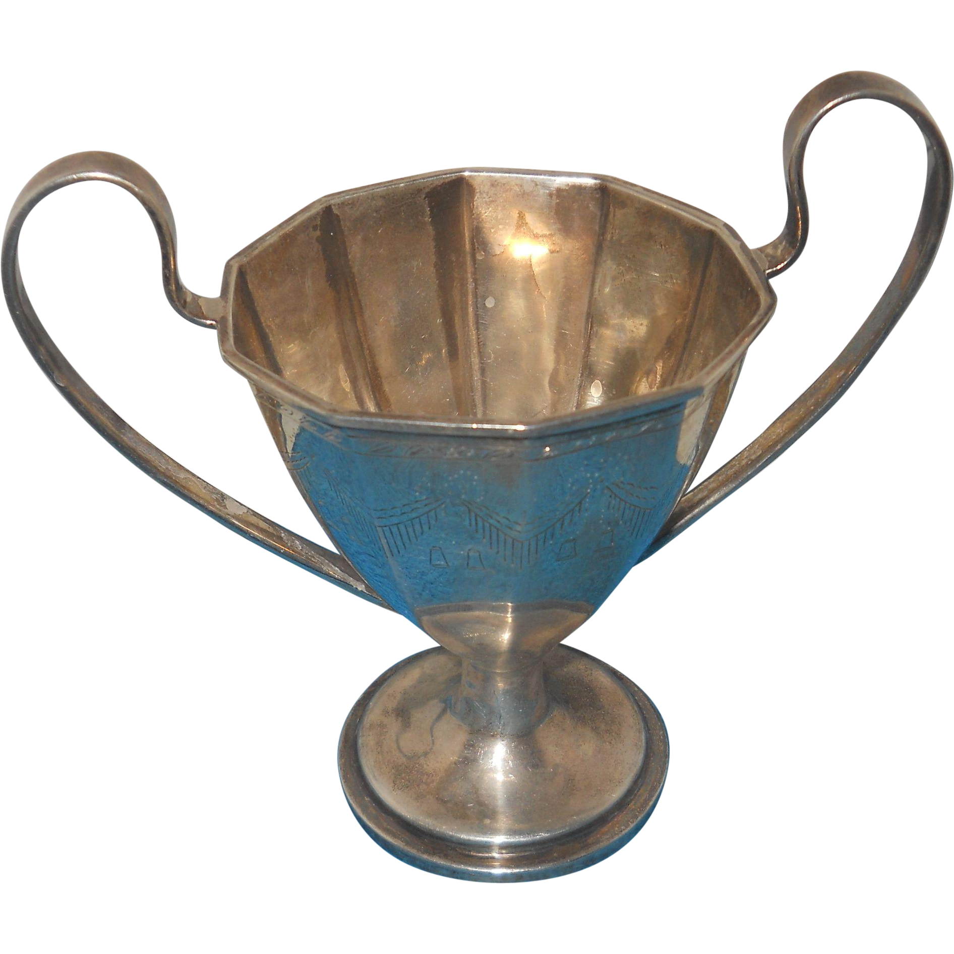 J M S Hecho Sterling Silver Small Trophy Cup~Engraved 