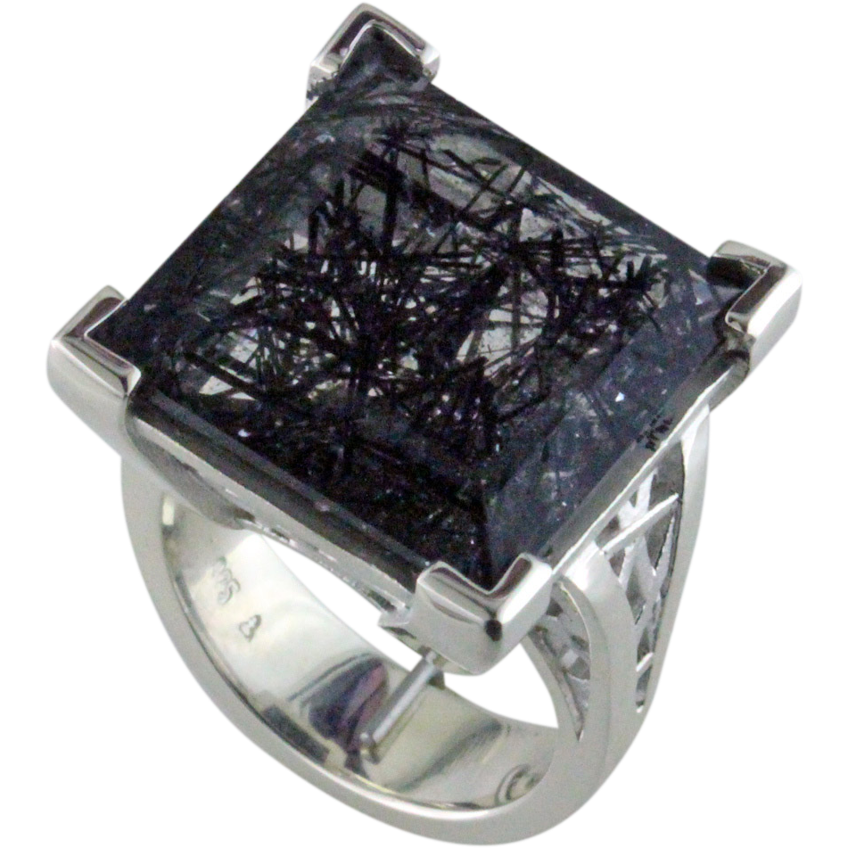 Tourmalinated Quartz Sterling Silver Ring Tourmalinated Quartz Sterling Silver Ring