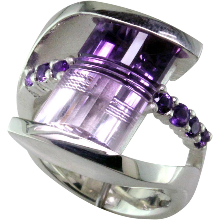 Bicolor Amethyst Sterling Silver Ring Bicolor Amethyst Sterling Silver Ring